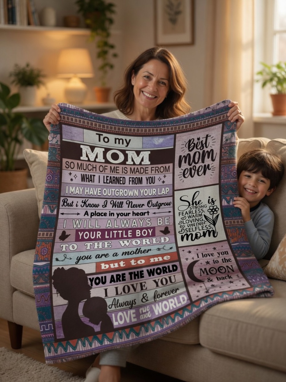 Best Mom Ever Sentimental Throw Blanket - Purple & Pink